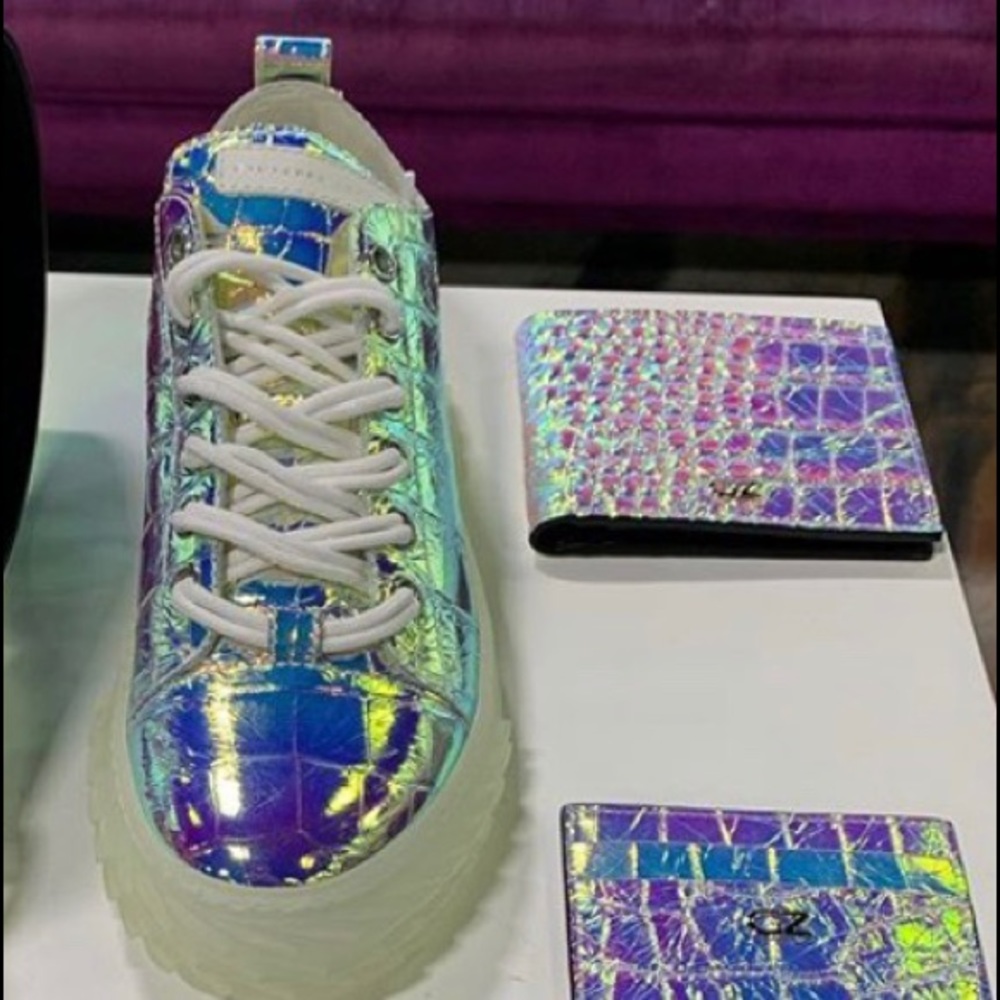 giuseppe zanotti BNIB iridescent croc lowtops - Picture 12 of 16